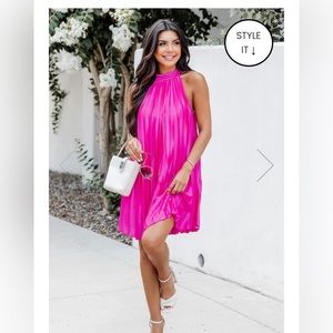 NWT PINK HALTER MINI DRESS